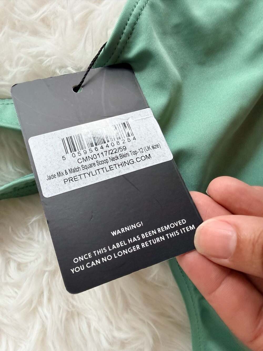 PrettyLittleThing Jade Mix & Match Square Neck Bikini Top US 8 - Picture 2 of 4